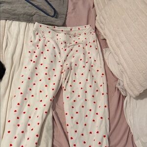 Aeropostale White Sweatpants with Red Heart Accents